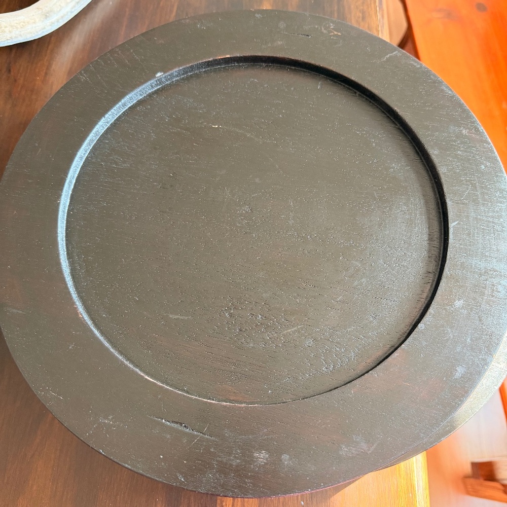 4 wooden pottery barn chargers